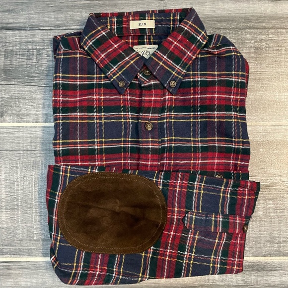 J. Crew Other - J.Crew Slim Fit Cotton Flannel Suede Elbow Patch Shirt in Mens Small